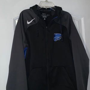 black, gray, and blue nike zip up jacket!